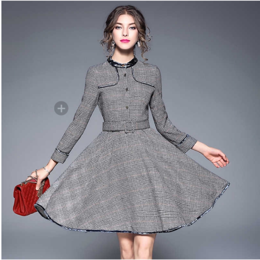 *5 for $30* COEUR DE VAGUE GRAY CHECKERED DRESS